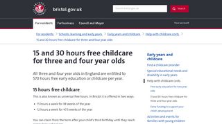 15 and 30 hours free childcare for three and four year olds - bristol.gov ...