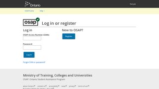 OSAP Application - Log In - Ontario Student Assistance Program