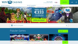 Yeti Casino online, mobile casino app | €333 welcome offer + 100 ...