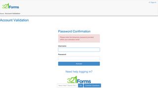 321Forms - Account Validation