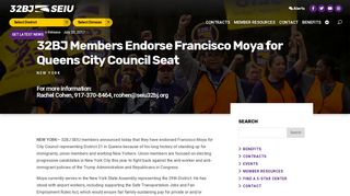 32BJ Members Endorse Francisco Moya for Queens City Council Seat ...