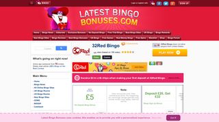 32Red Bingo | £5 No Deposit Bingo Bonus - Latest Bingo Bonuses
