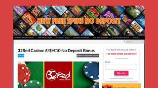 32Red Casino: £/$/€10 No Deposit Bonus - New Free Spins No Deposit