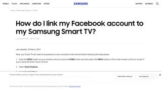 How do I link my Facebook account to my Samsung Smart TV ...