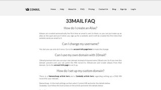 FAQ - 33mail - Unlimited free disposable email addresses