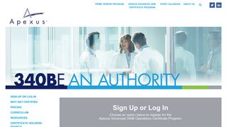 Apexus - Sign Up/Log In Advanced 340B Operations Certificate
