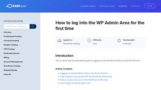 How to log into the WP Admin Area for the first time - 34SP.com