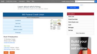 360 Federal Credit Union - Windsor Locks, CT - Credit Unions Online