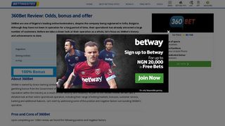 360Bet Review | Odds, Bonus and Sports Betting Offer in Test 2019