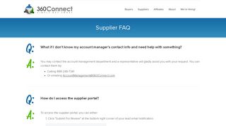 Supplier FAQ | 360Connect