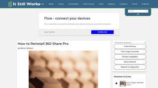 How to Reinstall 360 Share Pro | It Still Works