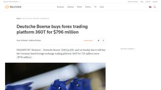 Deutsche Boerse buys forex trading platform 360T for $796 million ...