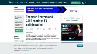 Thomson Reuters and 360T continue FX collaboration