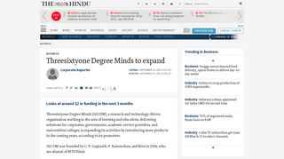 Threesixtyone Degree Minds to expand - The Hindu
