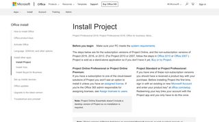 Install Project - Office Support - Office 365