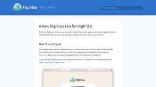 A new login screen for Highrise - Highrise Help Center
