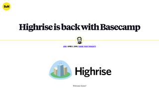 Highrise is back with Basecamp - Signal v. Noise
