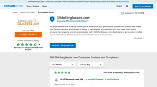 Top 385 Reviews and Complaints about 39DollarGlasses.com
