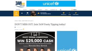 DON'T MISS OUT: Join 3AW Footy Tipping today!