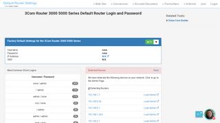 3Com Router 3000 5000 Series Default Router Login and Password