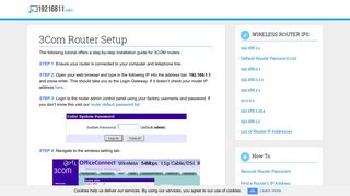 3Com Router Setup - 192.168.1.1