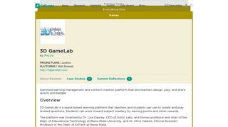3D GameLab | Product Reviews | EdSurge