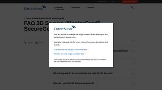 FAQ 3D Secure - Credit Suisse