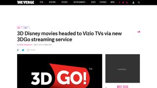 3D Disney movies headed to Vizio TVs via new 3DGo streaming ...