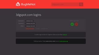 3dgspot.com logins - BugMeNot