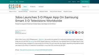 3doo Launches 3-D Player App On Samsung Smart 3-D Televisions ...
