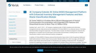 3E Company Extends 3E Online MSDS Management Platform with ...