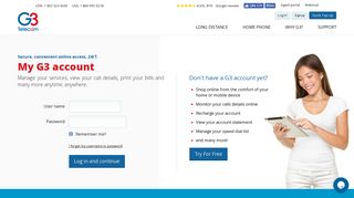 Log In | My G3 Account | G3 Telecom