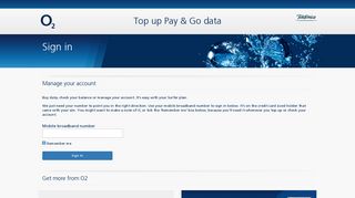 Pay & Go data top-up - Sign in