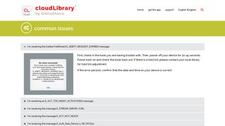 common issues, support, login, logout, error messages ... - Cloud Library