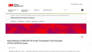 New Release of 3M ICD-10 Code Translation Tool Includes CPT ...