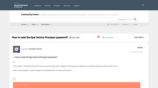 Solved: How to reset the 3par Service Processor password? - Hewlett ...