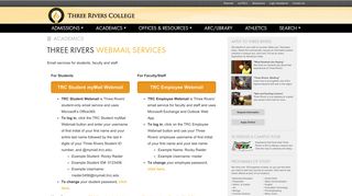 Three Rivers College - Webmail Services