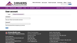User account | 3 Rivers Communications