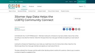 3Somer App Data Helps the LGBTQ Community Connect - PR Newswire