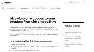 Give view-only access to your Dropbox files with shared links ...