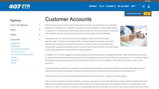 Customer Accounts | 407 ETR