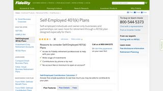 Self-Employed 401k Plan from Fidelity