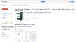 Guidelines for Design and Operation of Nighttime Traffic Control for ...