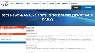 Best News & Analysis Site: Single Sport (Seasonal & Daily) - FSTA