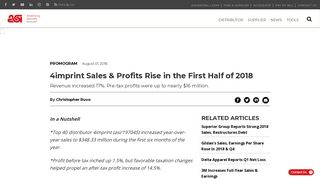 4imprint Sales & Profits Rise in the First Half of 2018