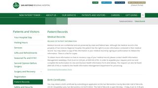 Patient Records - San Antonio Regional Hospital
