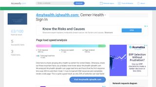 Access 4myhealth.iqhealth.com. Cerner Health - Sign In