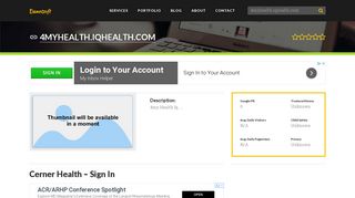 Welcome to 4myhealth.iqhealth.com - Cerner Health - Sign In