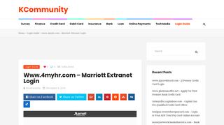 www.4myhr.com - Marriott Extranet Login - - KCommunity