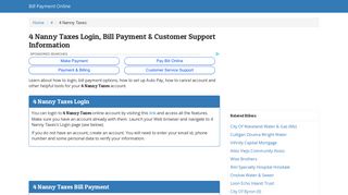 4 Nanny Taxes Login, Bill Payment & Customer Support Information